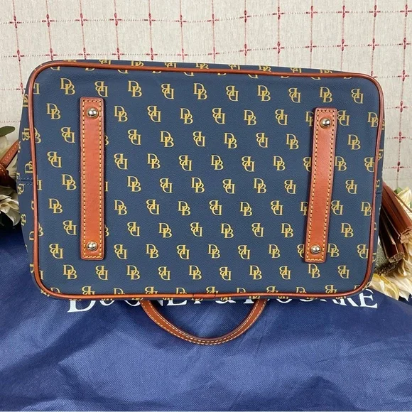 Dooney & Bourke Navy DB Monogram Tassel Executive Tote XL Handbag NG1566 NV New - Picture 7 of 12